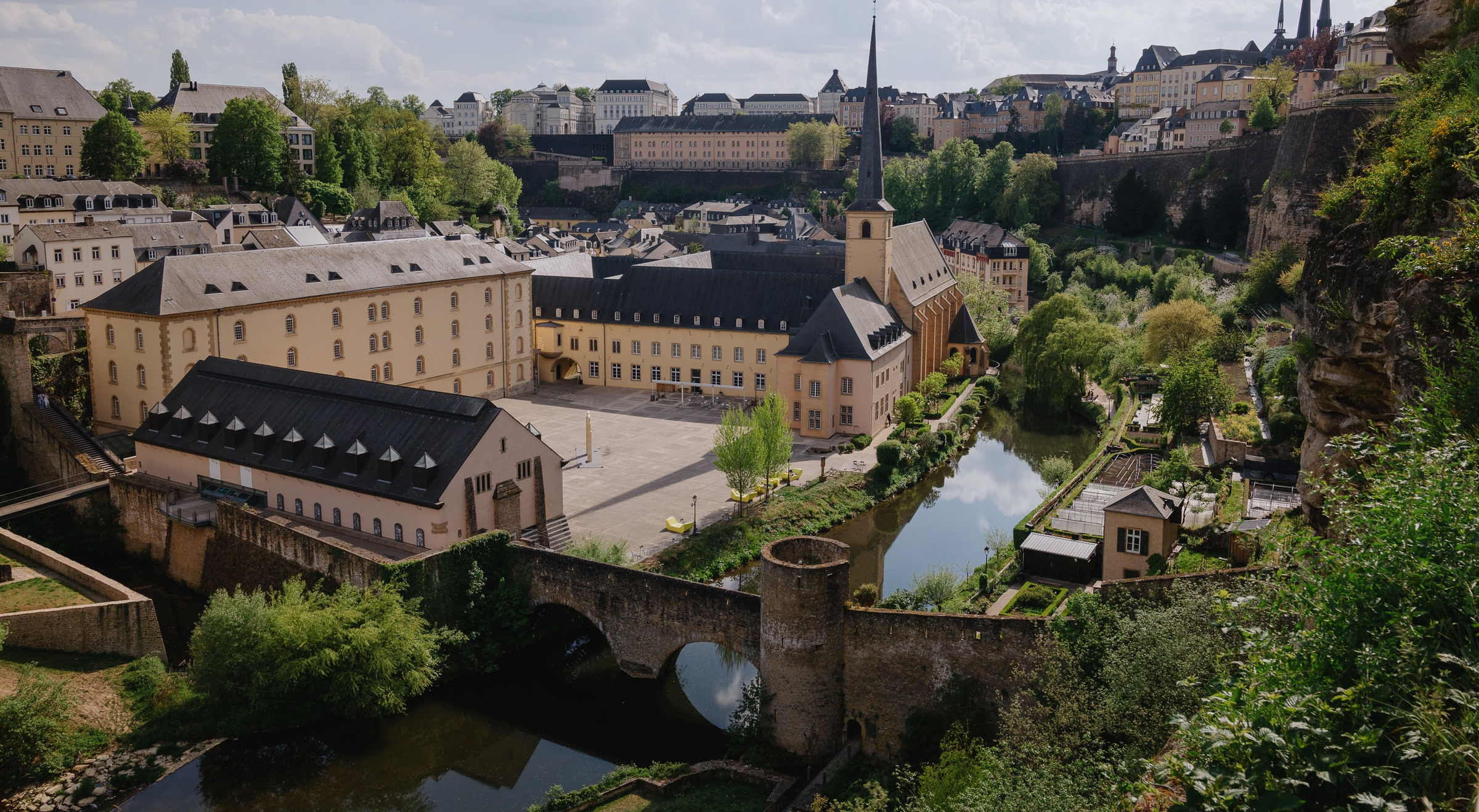 Red glass of a financial building in Luxembourg.